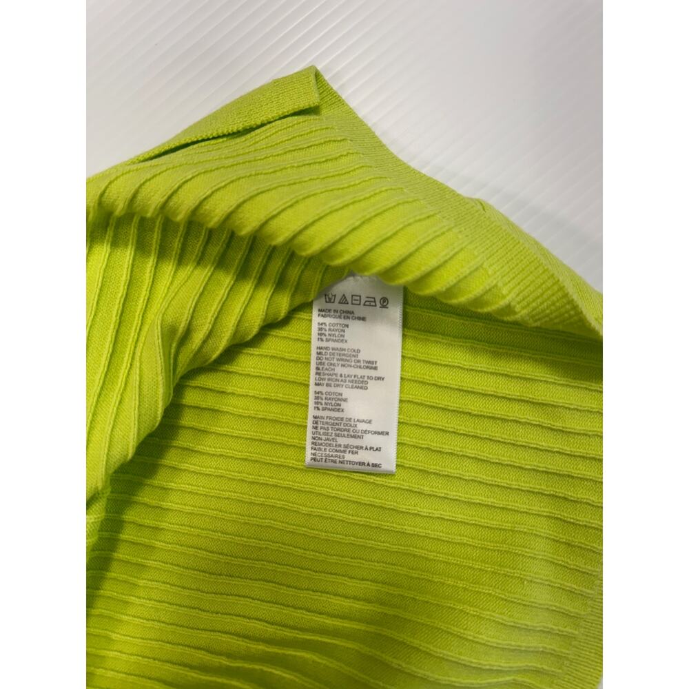NWT Free People Skyline Midi Skirt Neon Lime Ribbed Knit Bodycon Slit S Bright - Picture 11 of 16